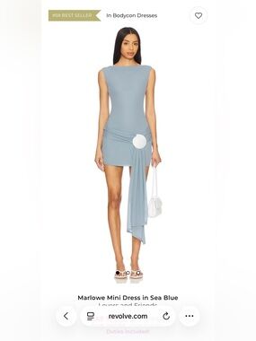 REVOLVE Lovers + Friends Sea Blue Draped Mini with Side Sash